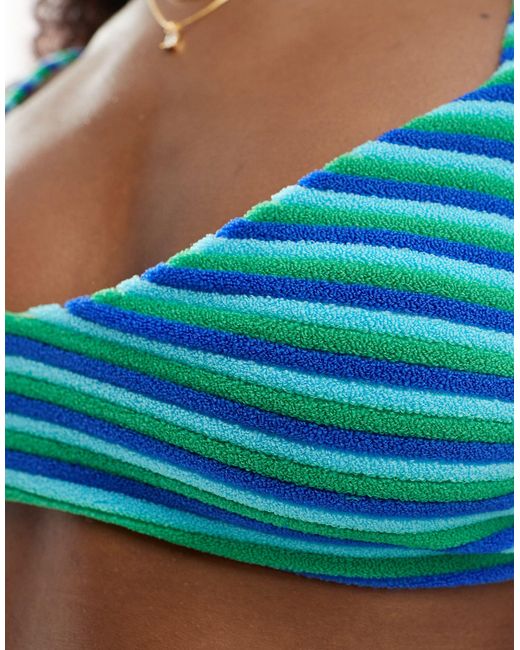 ASOS Blue Mix And Match Towelling Crop Bikini Top