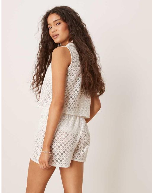 esmé studios Natural Esmee Exclusive Crochet Beach Shorts Co-ord