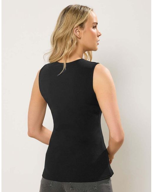 Long Tall Sally Black Textured Button Waistcoat