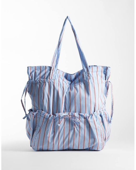 ASOS Blue Ruched Pocket Tote Bag