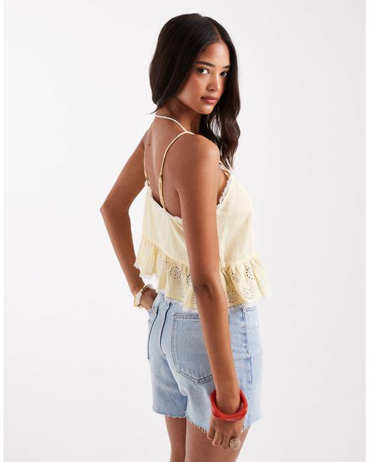 ONLY Blue Broderie Crop Cami