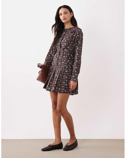Miss Selfridge Multicolor Drop Waist Shirt Dress