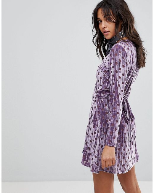Velvet Wrap Dress in Lilac (Purple 