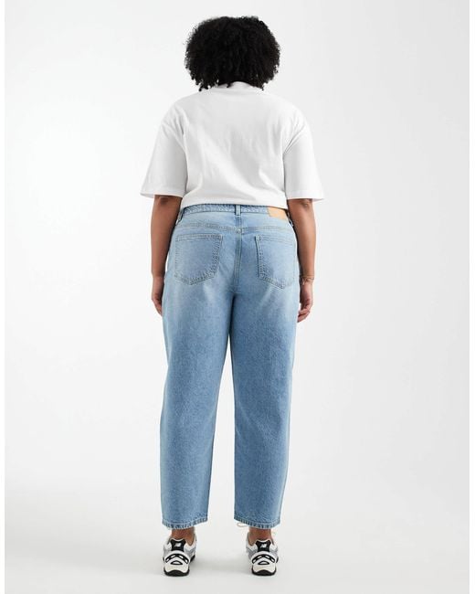 ASOS Blue Asos Design Curve High Rise Relaxed Mom Jeans