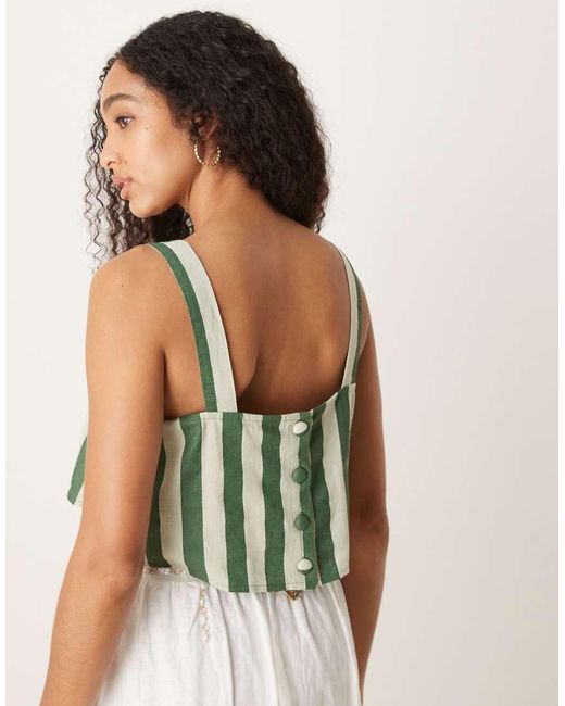 Nobody's Child Green Pippa Linen Crop Top