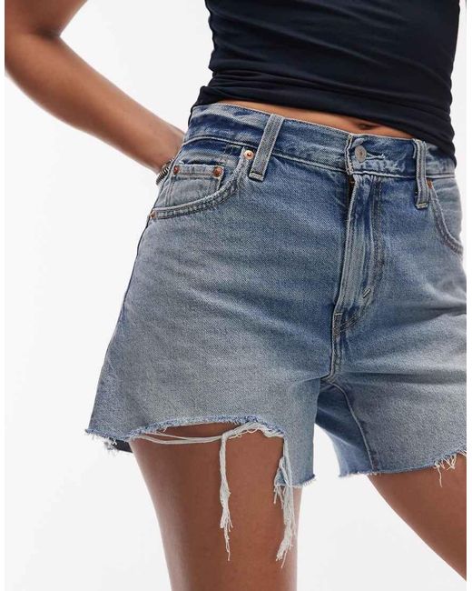 Levi's Blue Ribcage Denim Shorts