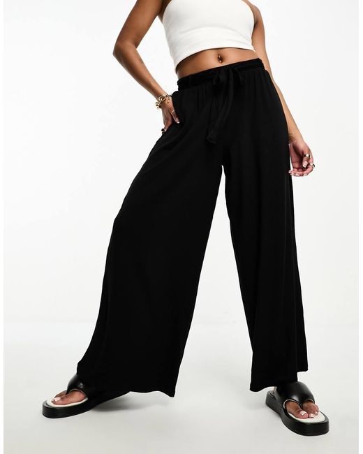 ASOS White Asos Design Petite Tie Belt Wide Leg Trouser Culottes