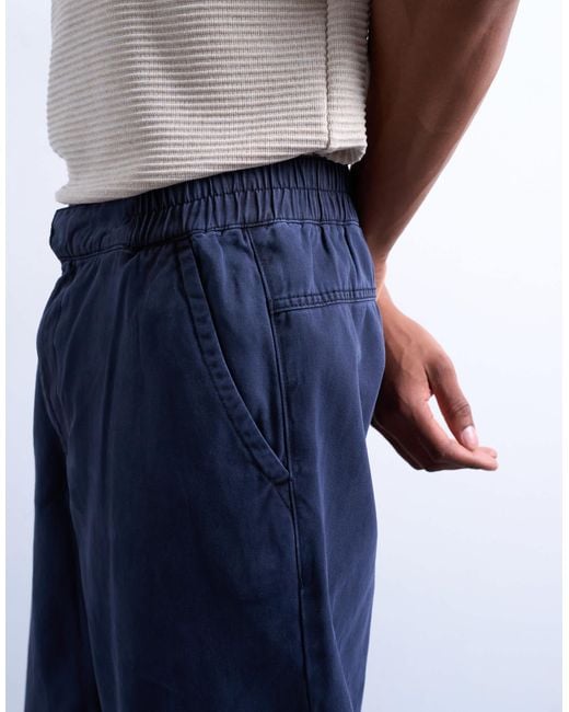 Topman White Straight Leg Twill Elasticated Waist Trouser for men