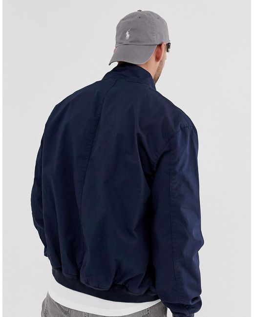 Polo Ralph Lauren Baracuda Player Logo Cotton Harrington Jacket in Navy  (Blue) for Men | Lyst