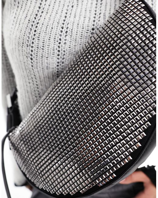 AllSaints Black – halbmondförmige leder-umhängetasche