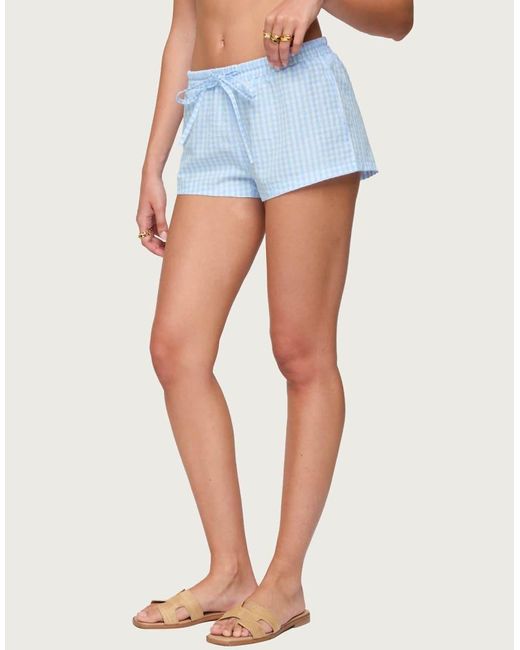 Edikted Blue Yaffa Gingham Shorts