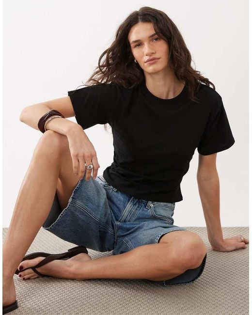 Brave Soul Black Short Sleeve Corset Waist T-Shirt