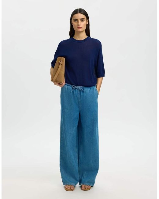 SELECTED Blue Knitted Top
