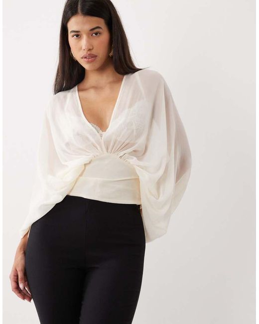 ASOS White Bat Wing Chiffon Blouse