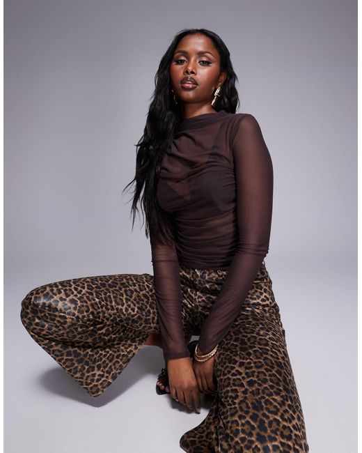 ASOS Brown – langärmliges netzstoff-oberteil
