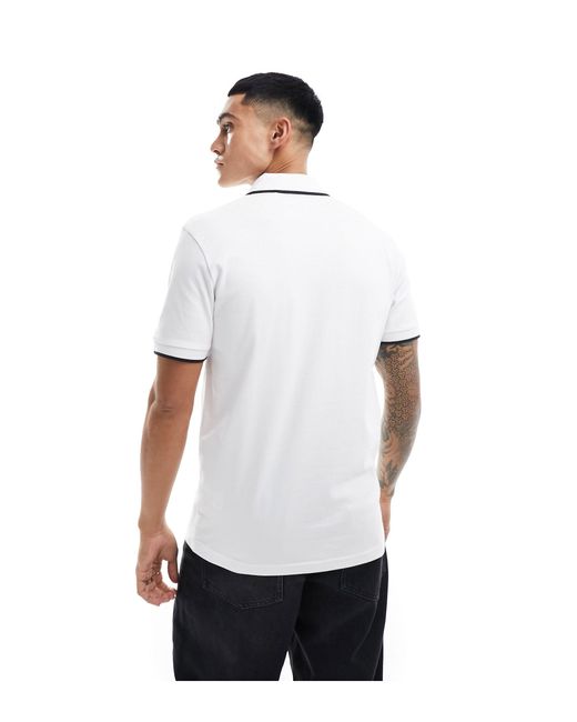 Boss White Passenger Tipped Logo Polo Shirt for men