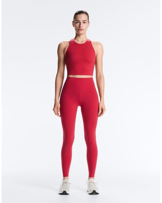 Oysho Red Compressive Core Control Ankle-Length Leggings