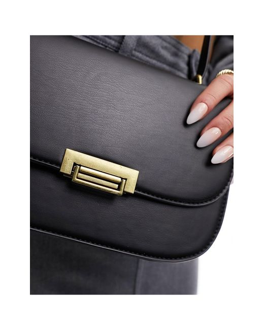 ASOS Gray Crossbody Bag With Brush Gold Hardware Detailing