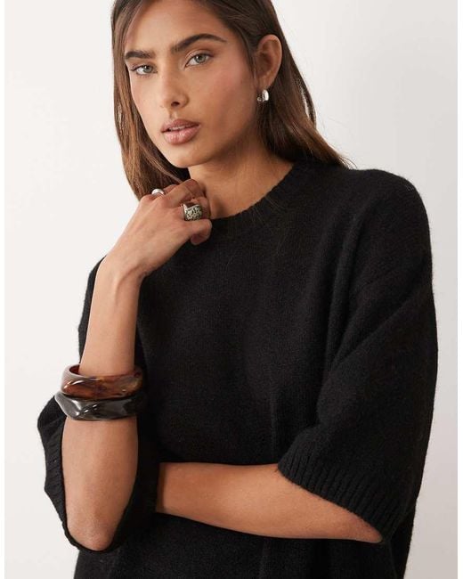 ASOS Black Crew Neck T Shirt With Wool Co-Ord