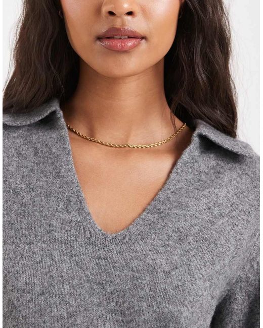 New Look Gray Collared Knitted Tee