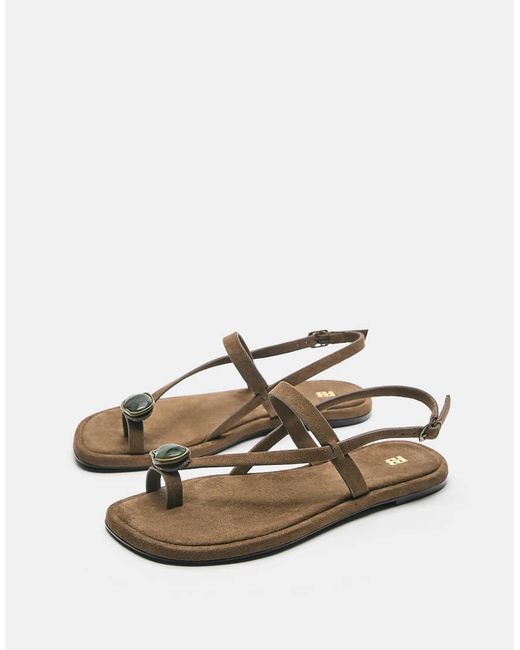 Pull&Bear White Flat Embellished Sandals