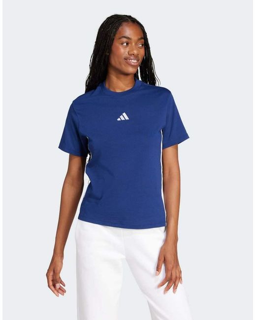 Adidas Originals Blue Essentials 3-Stripes Cotton Tee