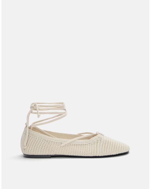 Pull&Bear White – gehäkelte ballerinas