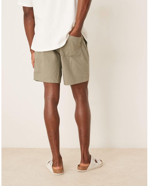 ASOS – mittellange leinenmix-shorts in Gray für Herren