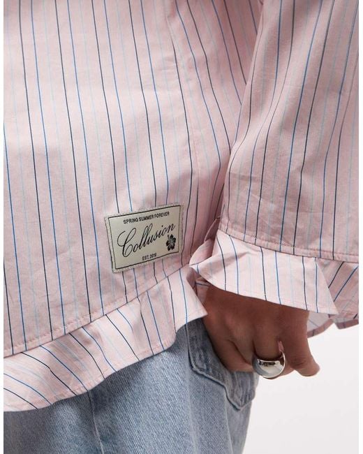 Collusion Pink Oversized Frill Shirt