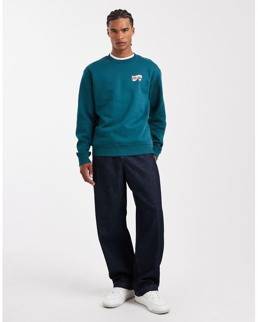 Felpa Verde Con Stampa Sportiva Del Logo Sulla Schiena di Parlez in Blue da Uomo