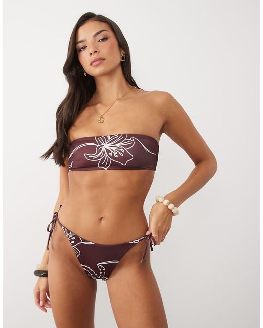 ASOS Brogan Bikinislip Met Strik Aan De Zijkant in het Brown