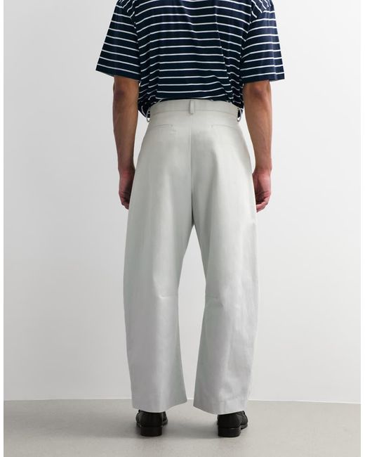 ASOS White Smart 100% Cotton Barrel Leg Trousers for men