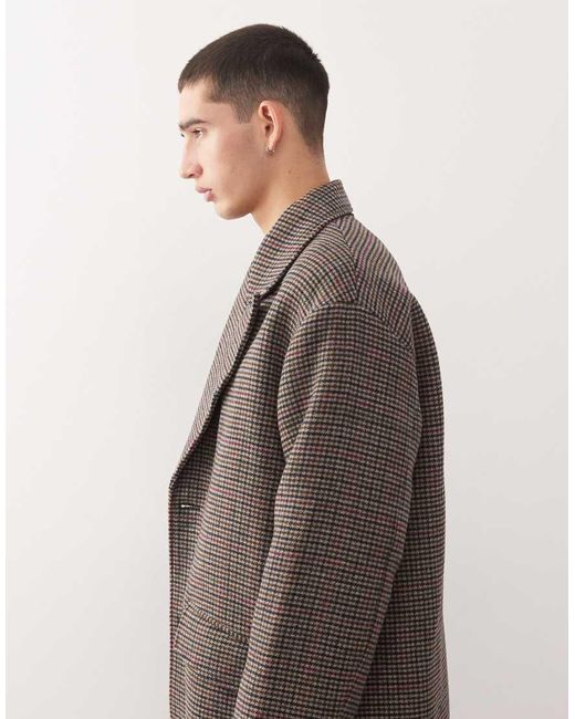 Abrigo Negro Y Beis A Cuadros De Mezcla De Lana De Weekday de hombre de color Black