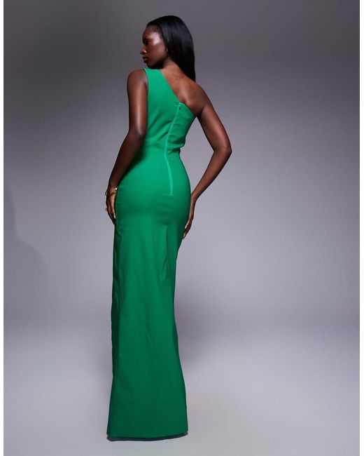 Vesper Green One Shoulder Maxi Dress With Cut-Out