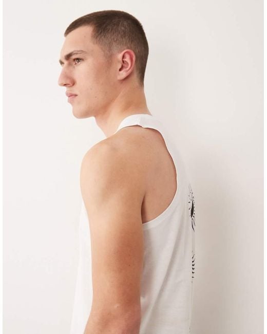 Jack & Jones Natural Oversized Vest With Sun Back Print for men