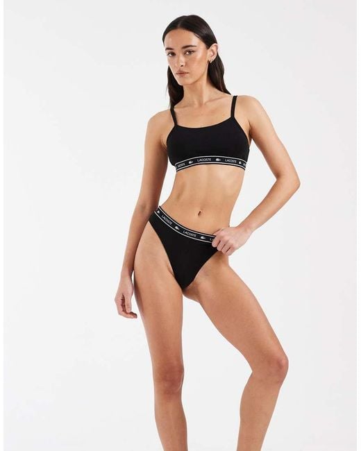 Lacoste Black Logo Waistband Thong
