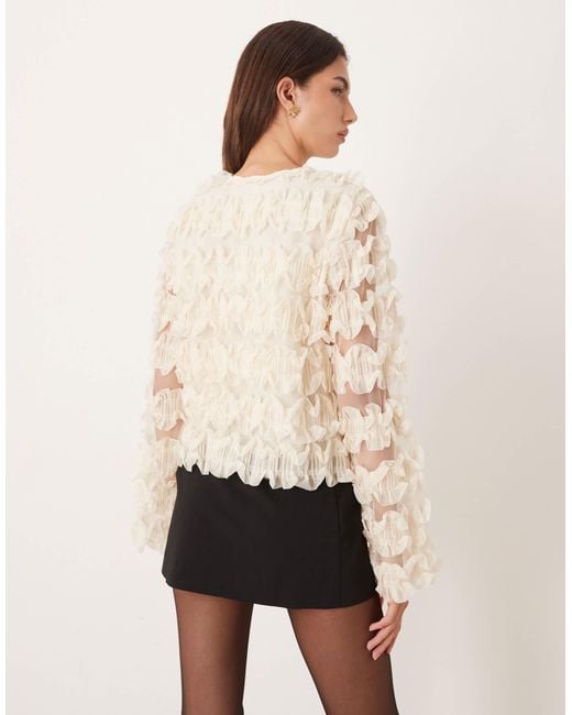 Y.A.S Natural Ruffle Textured Long Sleeve Top