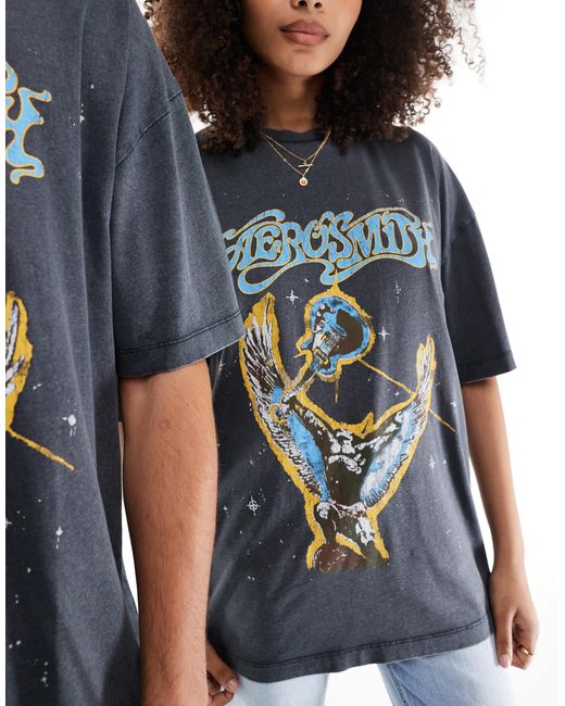 ASOS Blue Unisex Oversized License T-shirt With Aerosmith Print