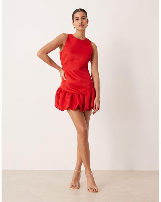 Gina Tricot Red Sleeveless Balloon Mini Dress