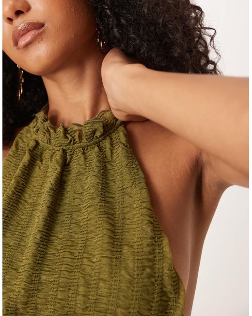 ASOS Green Co-Ord Textured Sleeveless Halter Neck Top With Open Back
