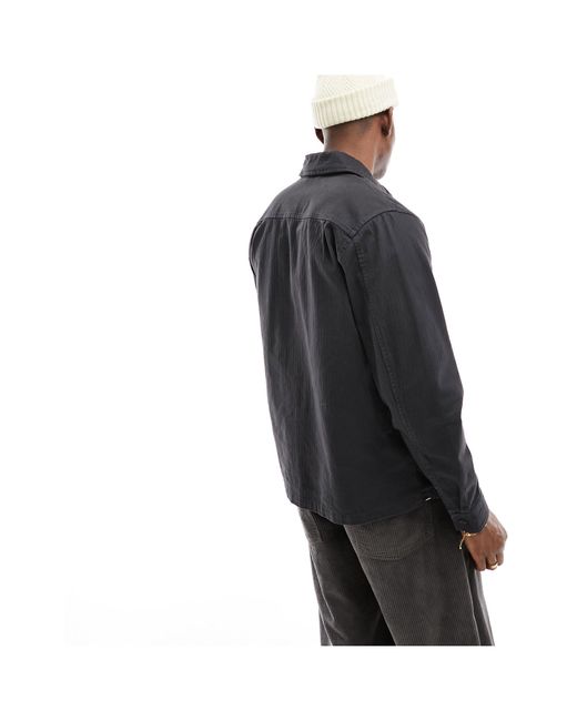 Camicia giacca grigia a spina di pesce di Fred Perry in Black da Uomo