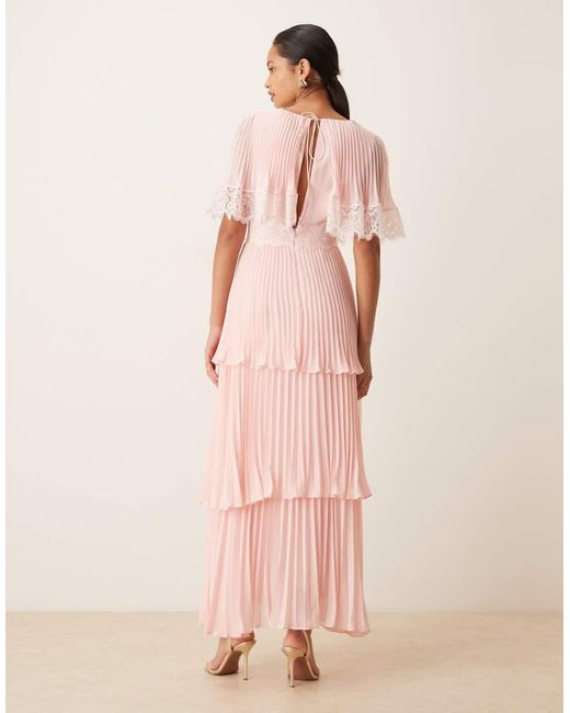 True Decadence Pink Tiered Pleated Maxi Dress