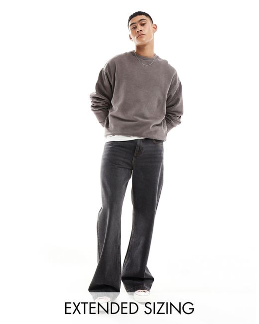 Jeans larghi con fondo ampio neri di ASOS in Gray da Uomo