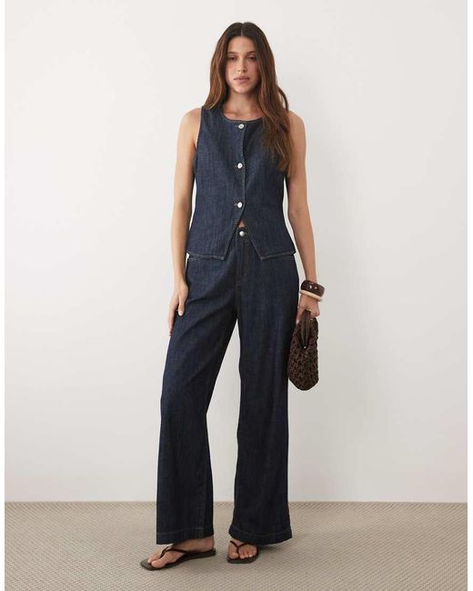 Mango Blue Lia Denim Vest