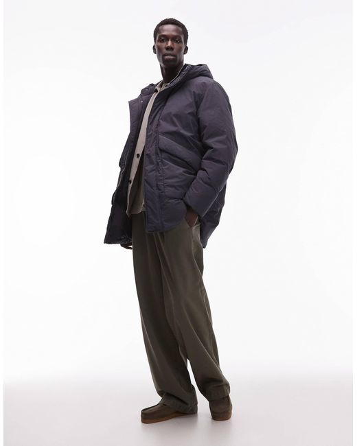ARKET Blue Minimal Down Hooded Padded Jacket for men
