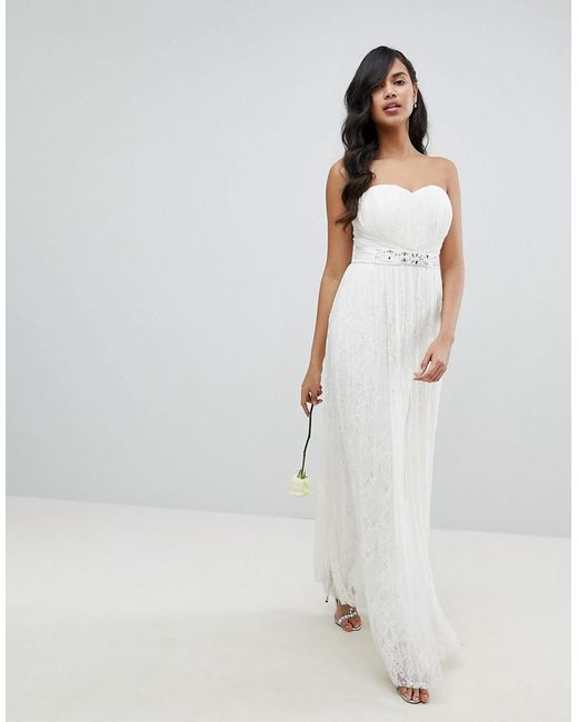 Lipsy Bridal Multiway Allover Lace Maxi Dress With Sash Belt In