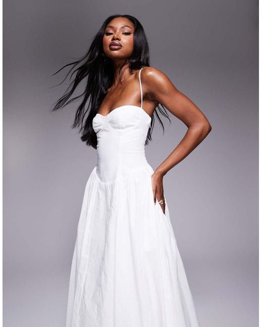 Bardot White Tie Back Corset Maxi Dress