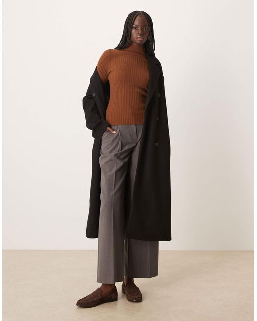 Mango Brown High Neck Light Knit Jumper