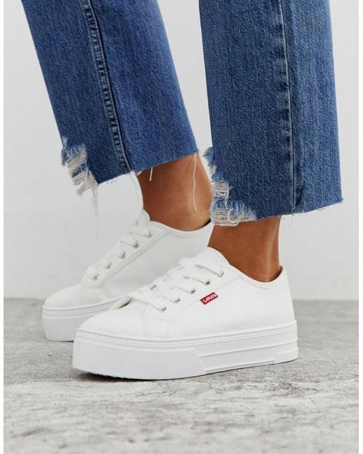 levi white platform trainers