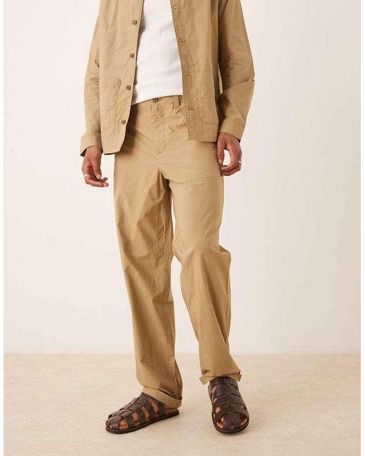 Mango Natural Relaxed Fit Straight Leg Trouser Co-ord for men